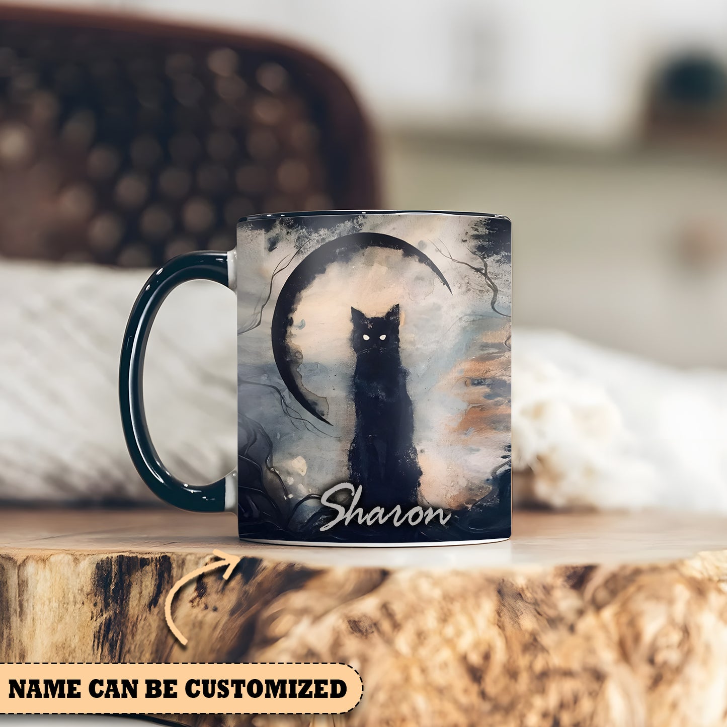 Black Cat Witches Personalized Halloween Accent Mug