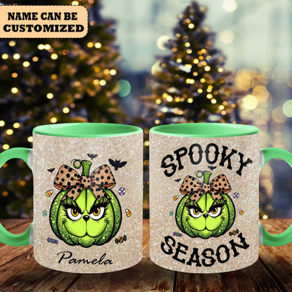 Personalized Grinch Christmas Spooky Season Accent Mug