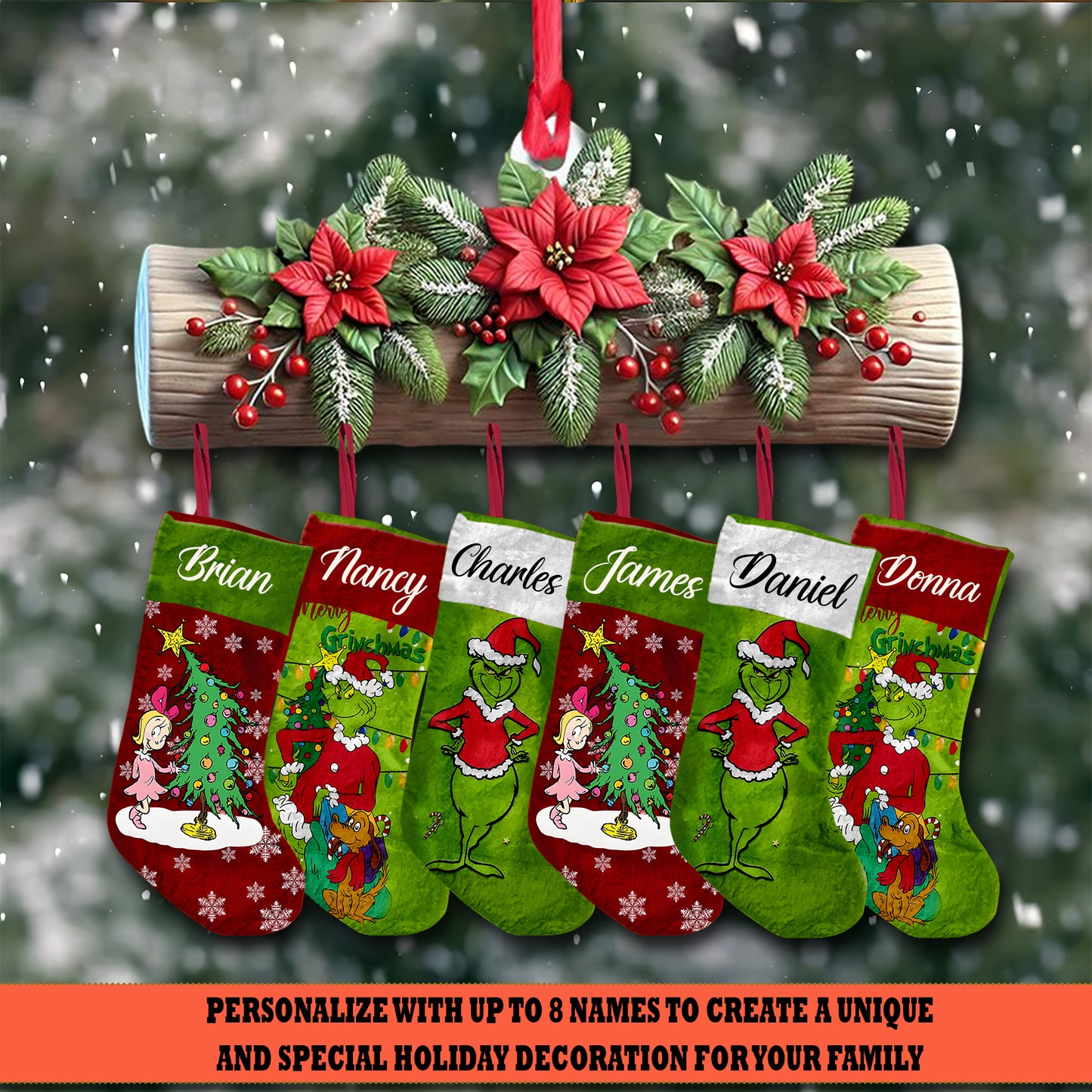 Christmas Grinch Family Perrsonalized Acrylic Ornament