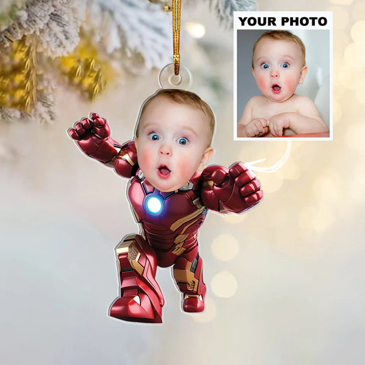 Custom Baby Face Ironman Christmas Ornament