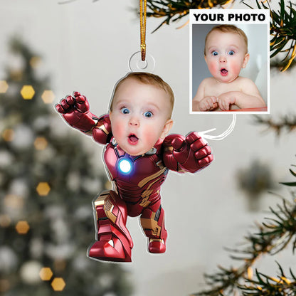 Custom Baby Face Ironman Christmas Ornament