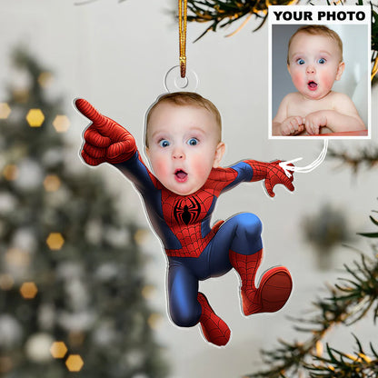 Custom Baby Face Spiderman Christmas Ornament