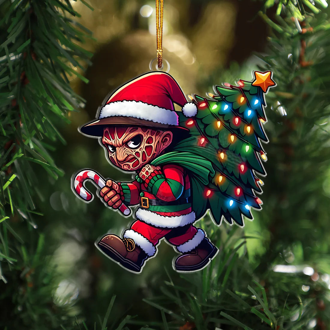 Funny Christmas Horror Character Freddy Christmas Ornament