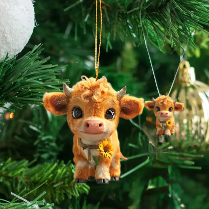 Cute Baby Cow Acrylic Ornament - Gift For Cow Lover's