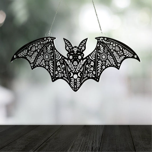 Bat Halloween Acrylic Window Hanging, Indoor Decor, Bat lovers gift