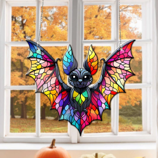 Colorful Bat Acrylic Window Hanging, Indoor Decor, Bat lovers gift, Funny Bat window decor, Gothic bat, Halloween decor