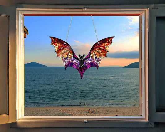 Bat colorful Acrylic Window Hanging, Acrylic Bat, Bat lovers gift, Bat window decor, LGBT Pride,