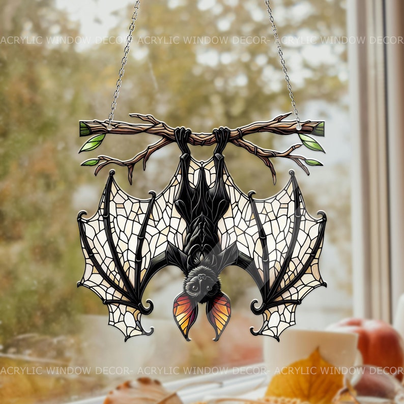 Bat Acrylic Window Hanging, Indoor Decor, Bat lovers gift, Funny Bat window decor, Halloween Gift, Halloween decor, Garden Gift, Bat Lover’s