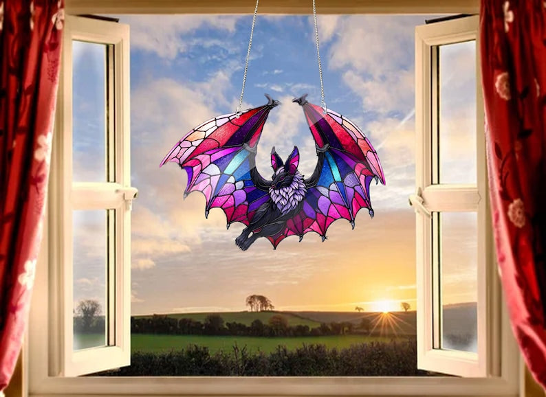 Bat Bisexual colors Acrylic Window Hanging, Acrylic Bat, Bat lovers gift, Bat window decor