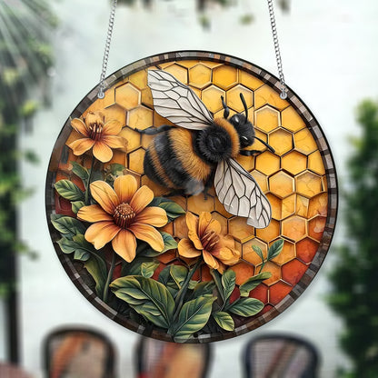 Bee Honeycomb ACRYLIC Window hanging, Honey Bee Acrylic Window Decor, Perfect Gift For Home, Hippie Decor, Garden Gift