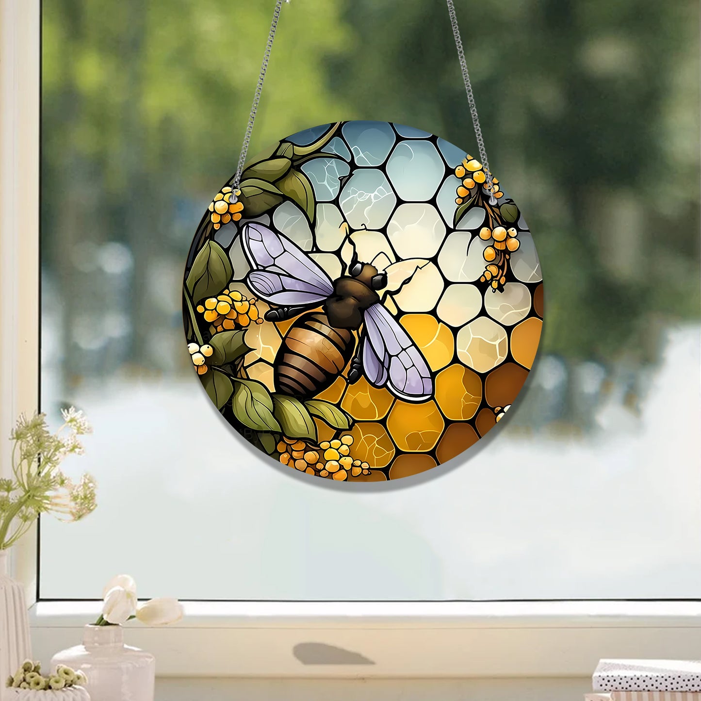 Bumblebee Honeycomb ACRYLIC Window hanging, Honey Bee Acrylic Window Decor, Perfect Gift For Home, Beekeeper gift, Window decor, Hippie Gift