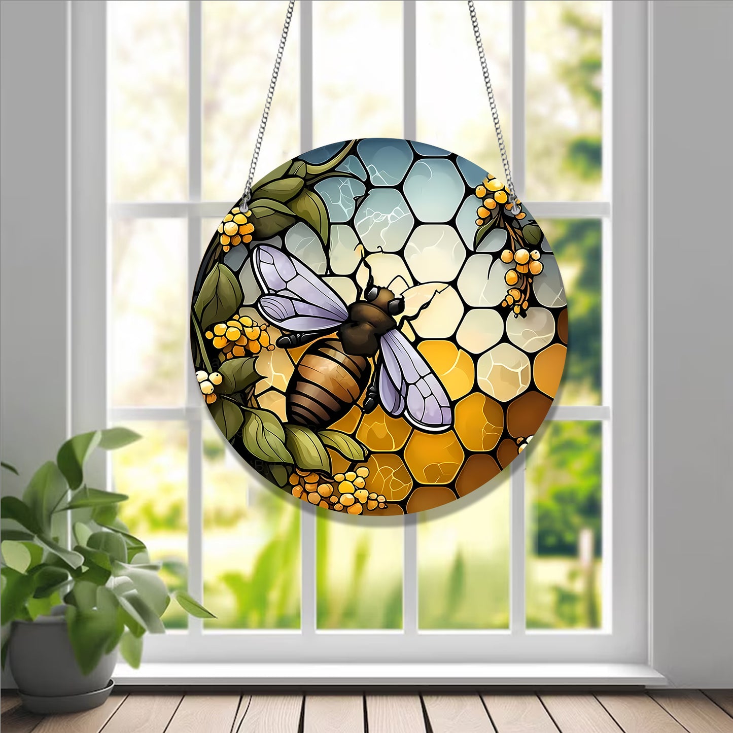 Bumblebee Honeycomb ACRYLIC Window hanging, Honey Bee Acrylic Window Decor, Perfect Gift For Home, Beekeeper gift, Window decor, Hippie Gift