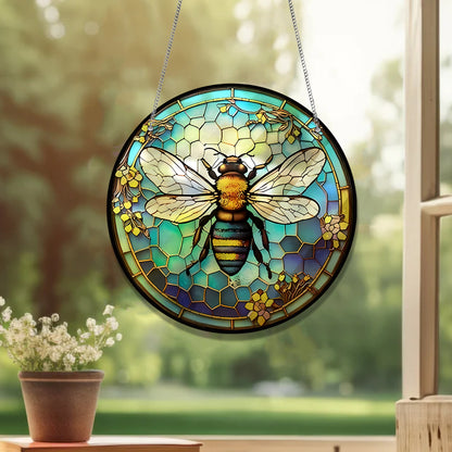 Bumblebee Flower ACRYLIC Window hanging, Honey Bee Acrylic Window Decor, Perfect Gift For Home, Beekeeper gift, Window decor, Hippie Gift