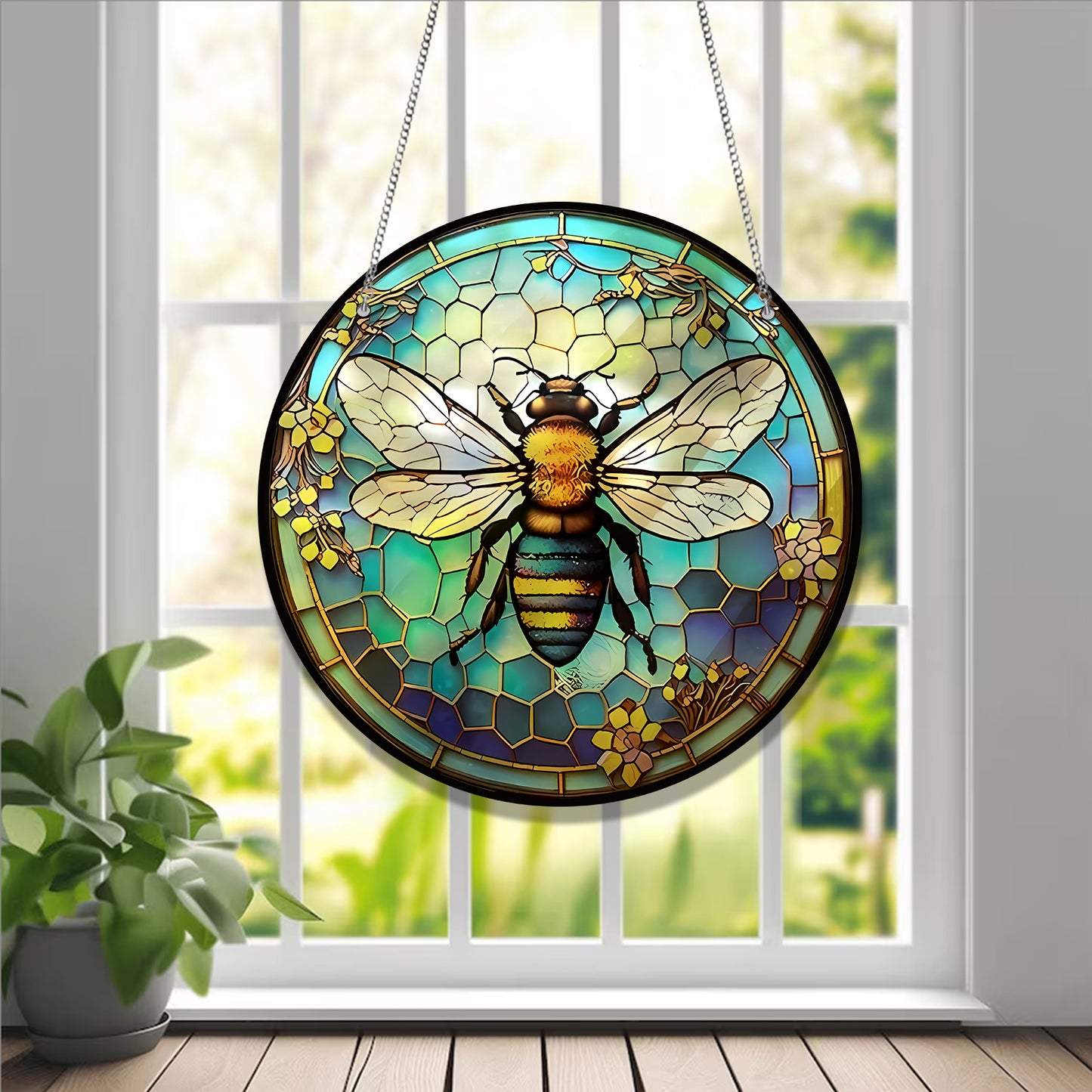 Bumblebee Flower ACRYLIC Window hanging, Honey Bee Acrylic Window Decor, Perfect Gift For Home, Beekeeper gift, Window decor, Hippie Gift