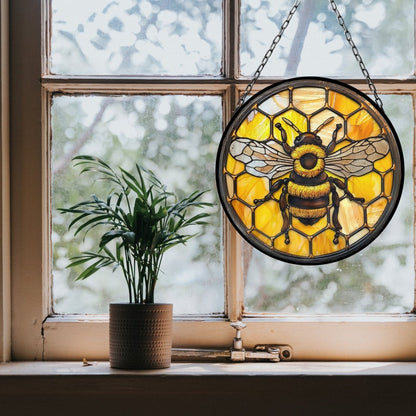 Bumblebee on Honeycomb ACRYLIC Window hanging, Honey Bee Acrylic Window Decor, Perfect Gift For Home, Beekeeper gift, Window decor, Hippie Gift