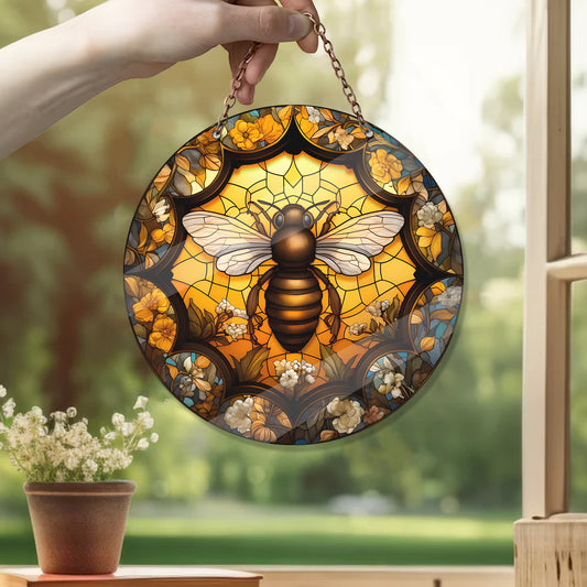 Bee Honeycomb ACRYLIC Window hanging, Honey Bee Acrylic Window Decor, Perfect Gift For Home, Hippie Decor, Garden Gift