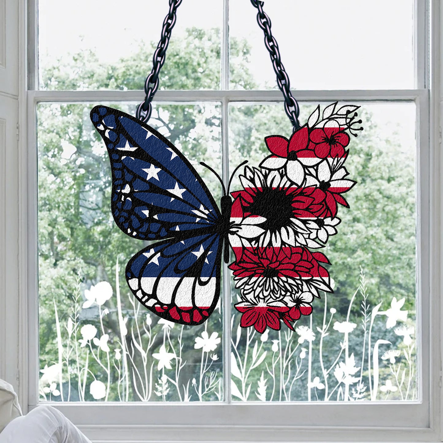 Butterfly Acrylic Window Hanging, Window Hangings Home Decoration, Independence Day Gift, patriotic ,4th of July