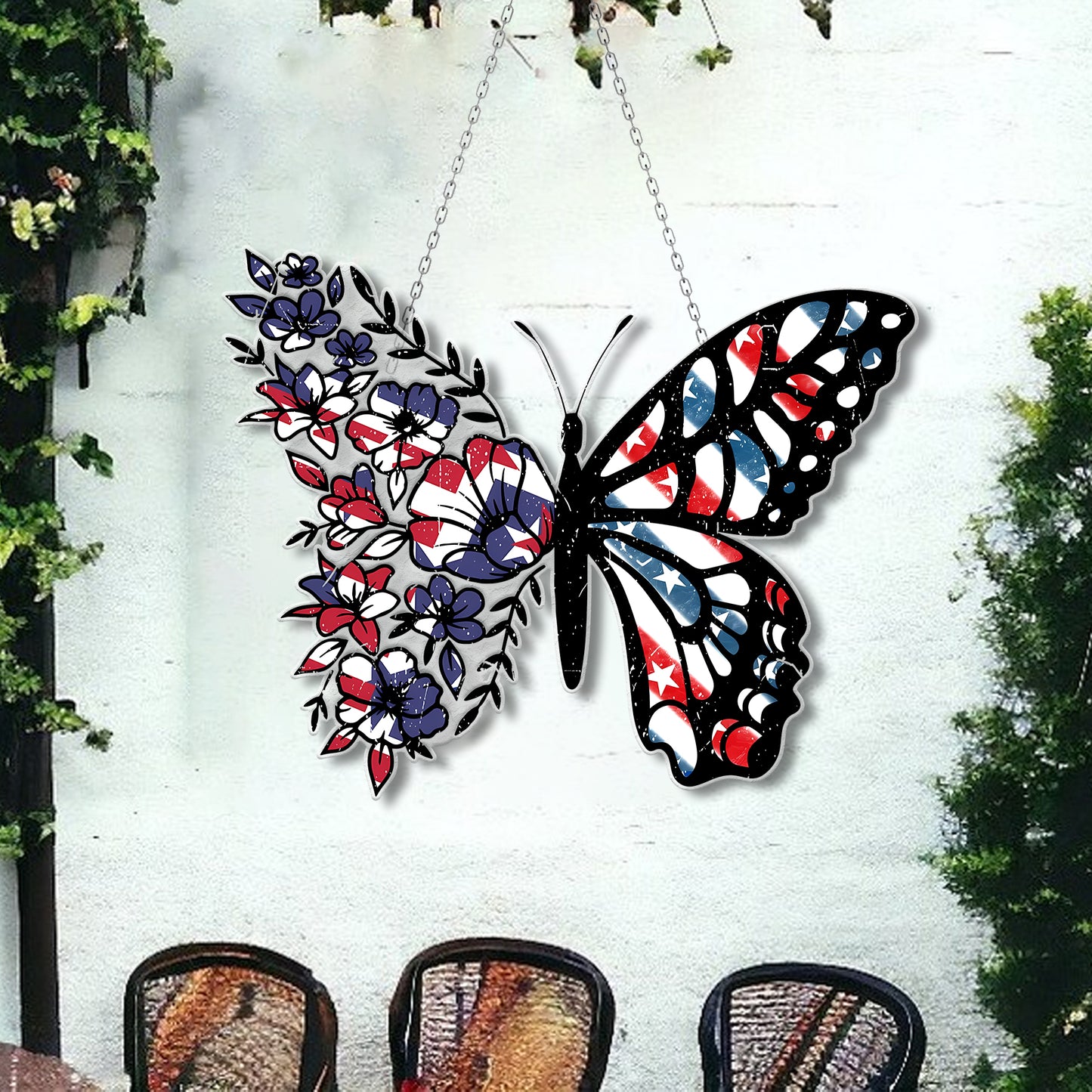 Butterfly 4th Of July Acrylic Window Hanging, Window Hangings Home Decoration, Home Decore Gift,