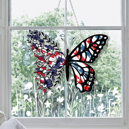 Butterfly 4th Of July Acrylic Window Hanging, Window Hangings Home Decoration, Home Decore Gift,