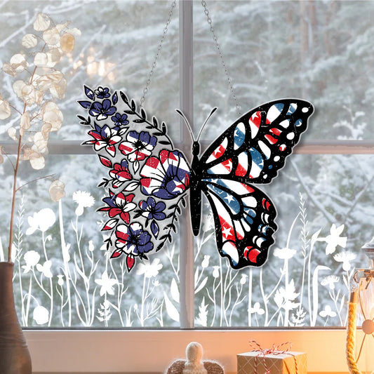 Butterfly 4th Of July Acrylic Window Hanging, Window Hangings Home Decoration, Home Decore Gift,