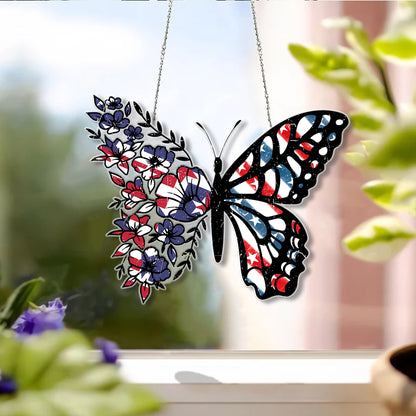 Butterfly 4th Of July Acrylic Window Hanging, Window Hangings Home Decoration, Home Decore Gift,