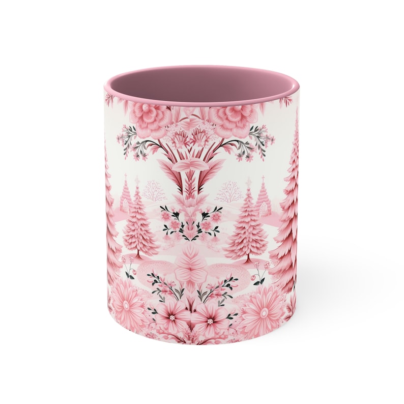 Vintage Pink Retro Christmas Tree Accent Mug - Gift For Christmas