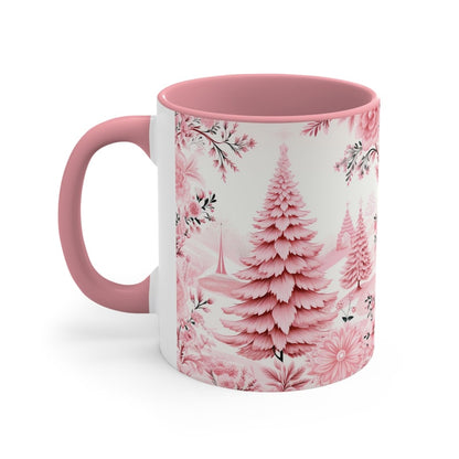 Vintage Pink Retro Christmas Tree Accent Mug - Gift For Christmas