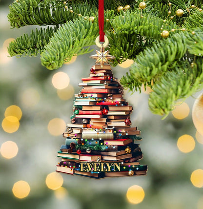 Personalized Christmas Book Tree Name Ornament