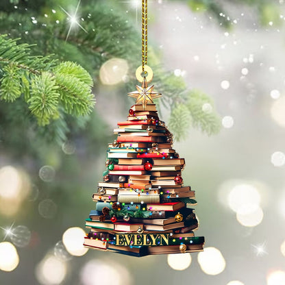 Personalized Christmas Book Tree Name Ornament