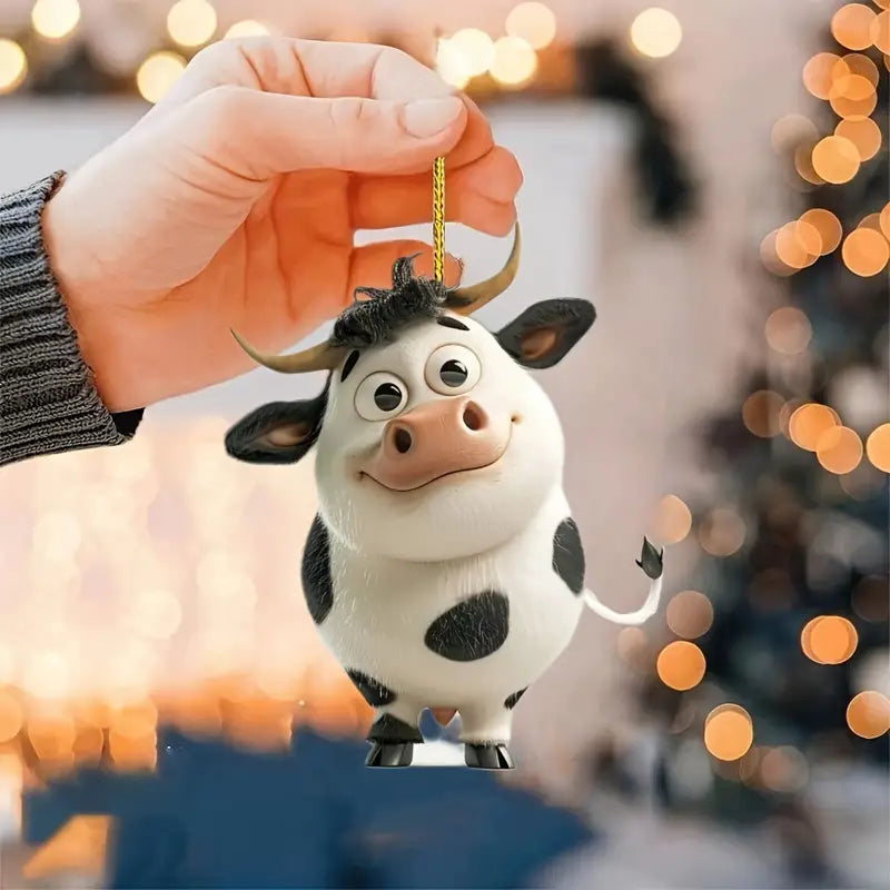 Daisy Cow Acrylic Ornament - Gift For Cow Lover's