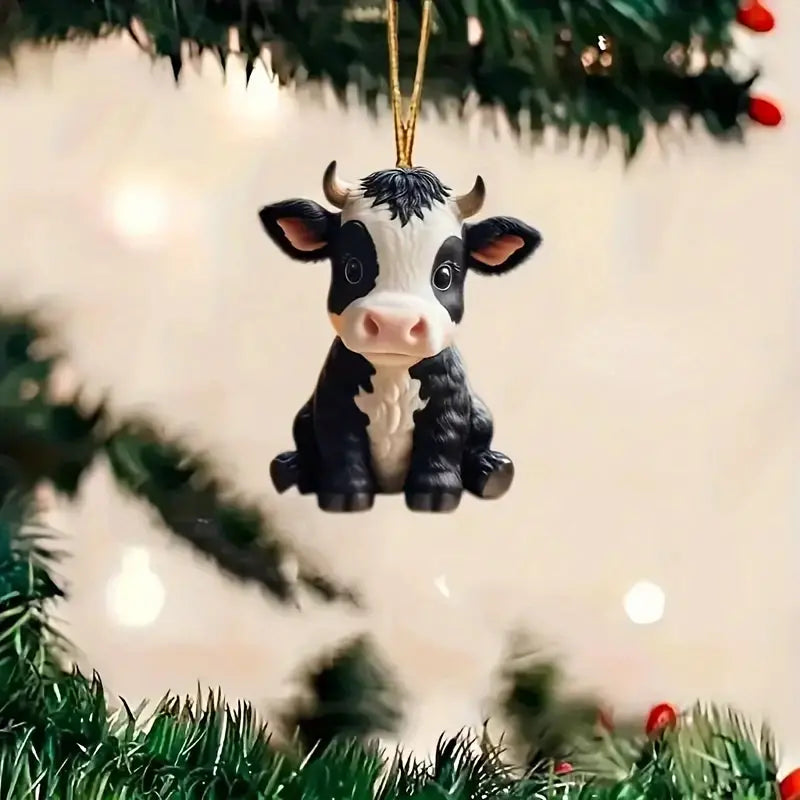 Black And White Cow Acrylic Ornament - Gift For Cow Lover's