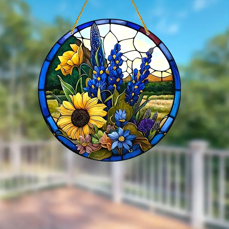 Vibrant Blue Acrylic Sunflower Colorful Acrylic Window Hanging, Flower Home Decor, Flower Kitchen Decor, Flower Lover Gift, Hippie Lover’s