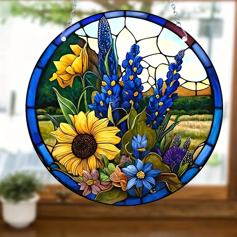 Vibrant Blue Acrylic Sunflower Colorful Acrylic Window Hanging, Flower Home Decor, Flower Kitchen Decor, Flower Lover Gift, Hippie Lover’s