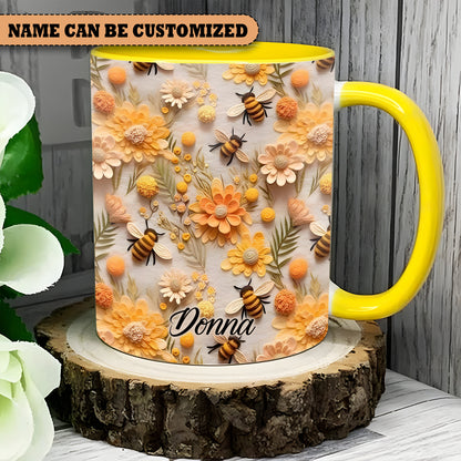 Flower And Bee Beautiful Accent Mug