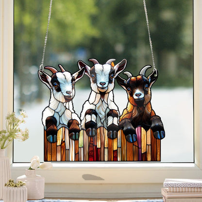 3 curious goats ACRYLIC window hanging