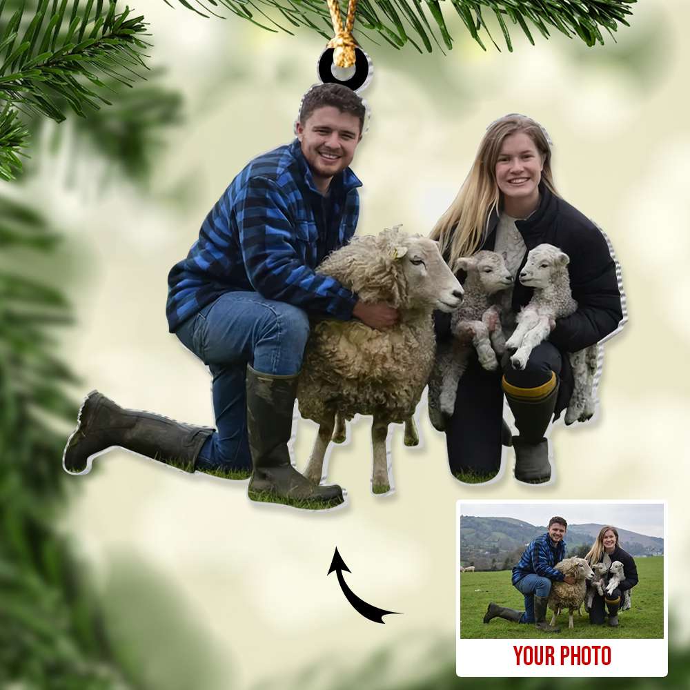 Farm Animal Family - Custom Photo Acrylic Ornament, Gifts For Farmer