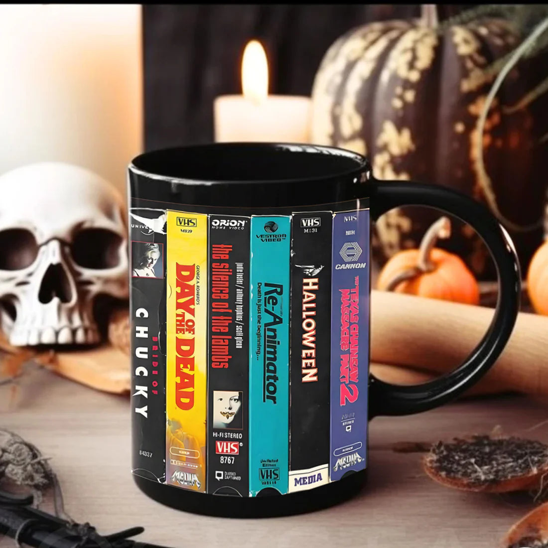 VHS Tape Halloween Movies Nostalgic Black Mug - Horror Movie