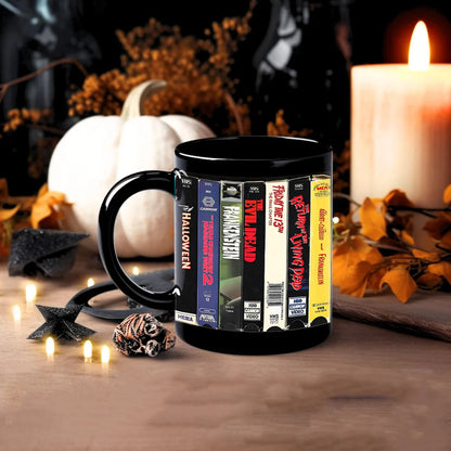 VHS Tape Halloween Movies Nostalgic Black Mug - Horror Movie