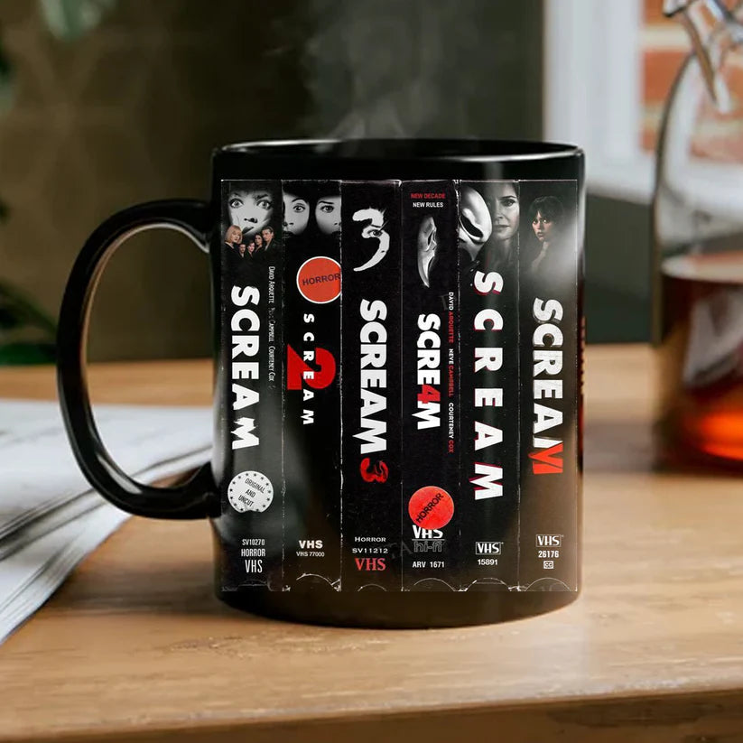 VHS Tape Halloween Movies Nostalgic Black Mug