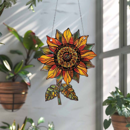 Sunflower Green Acrylic Window Hanging, Gift For Sunflower Flower Lover, Sunflower Decoration, Kitchen Decor, Gift For Grandma, Housewarming Decor