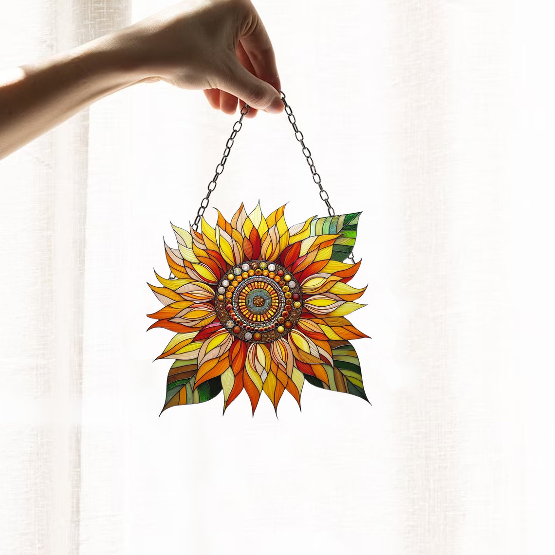 Sunflowers Window Hanging, Sunflower Acrylic Window Hanging Art Decoration, Monstera plant Ornament, Gift for her