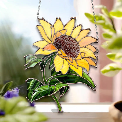 Sunflowers Plant Acrylic Window Hanging, Acrylic Window Sunflower Plant Sunflower With Chain, Home Decor Art Gift, Garden Gift , Gift For Women , Home Decor