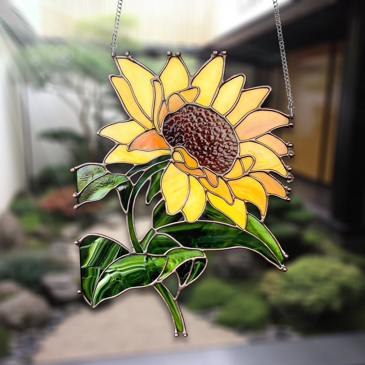 Sunflowers Plant Acrylic Window Hanging, Acrylic Window Sunflower Plant Sunflower With Chain, Home Decor Art Gift, Garden Gift , Gift For Women , Home Decor