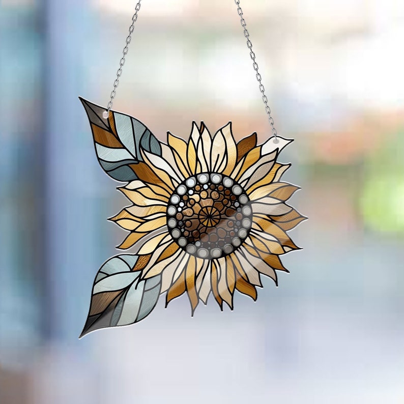 Sunflower RG Acrylic Window Hanging, Gift For Sunflower Flower Lover, Sunflower Decoration, Kitchen Decor, Gift For Grandma, Housewarming Decor