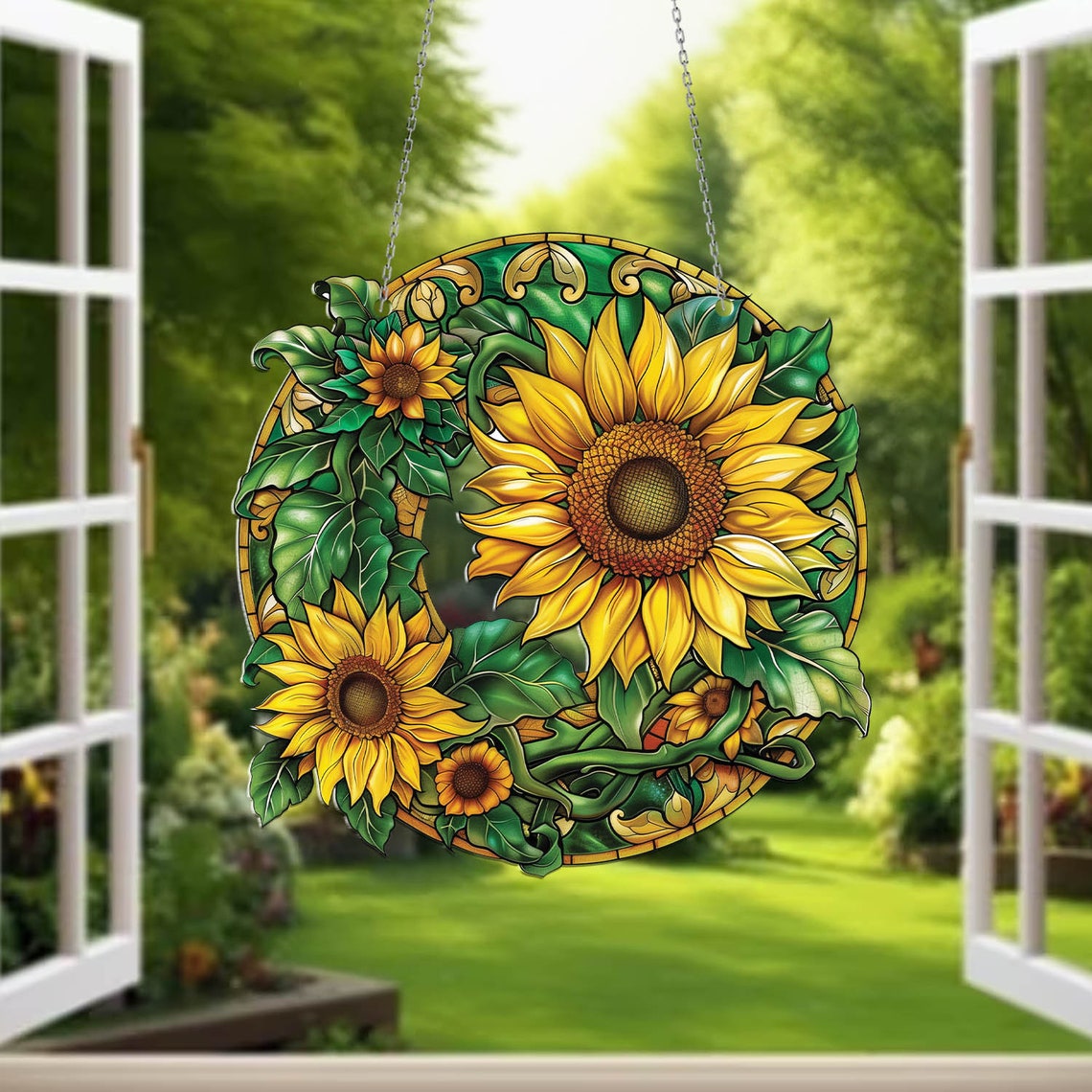 Sunflower Acrylic Window Hanging, Gift For Sunflower Flower Lovers, Sunflower Decoration, Housewarming gift for flower lover, Kitchen Decor