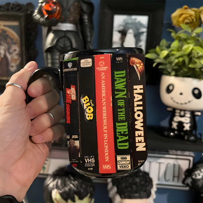 VHS Tape Halloween Movies Nostalgic Black Mug - Horror Version 3